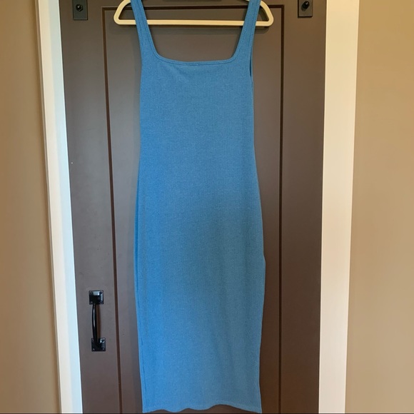 VICI Trixie Square Neck Ribbed Midi Dress - Electric Blue - Picture 5 of 5